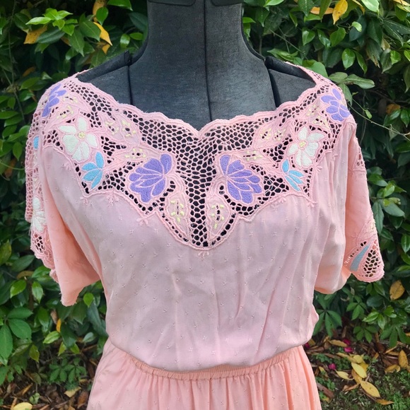 Bohemian 1980s Peach Floral Set - Picture 4 of 5